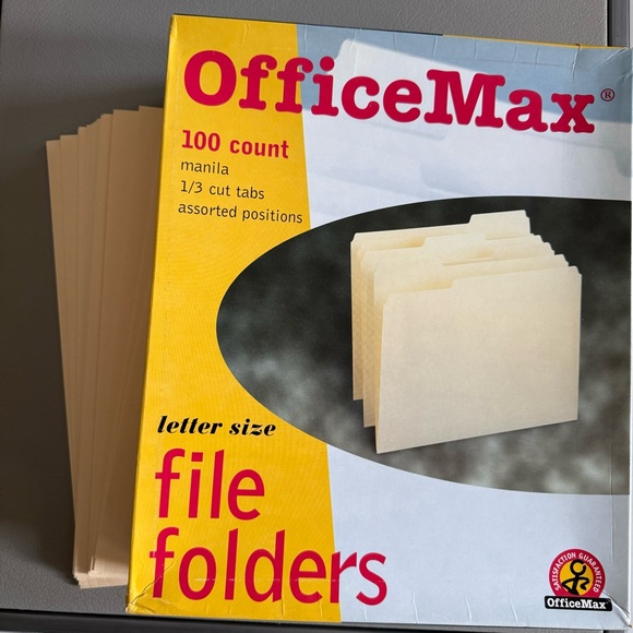 OfficeMax file folders | assorted positions 1/3 cut tab  | letter size | NEW - Picture 2 of 3
